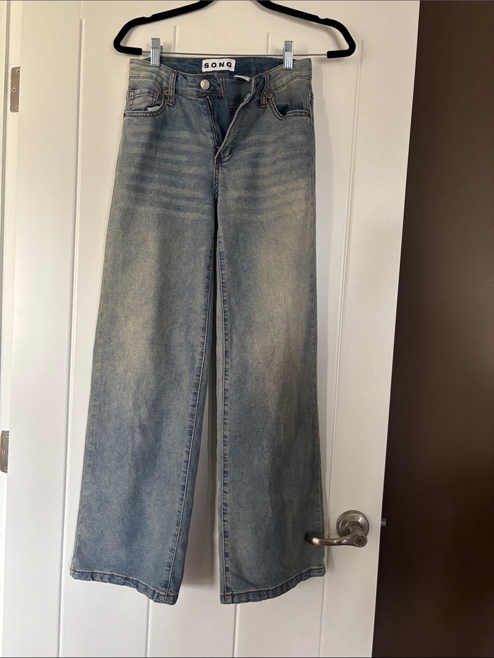 SONG Light Wash High-Rise Wide Leg Jeans